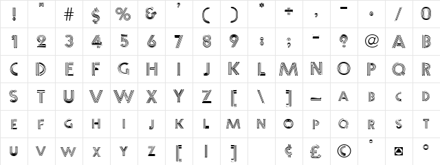 Warble Normal  glyph index