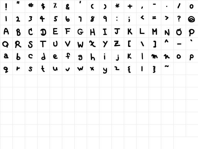 Weronikah Regular  glyph index