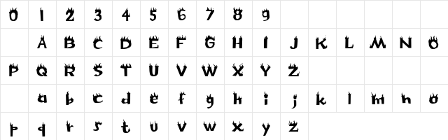 Cold Fire Regular  glyph index