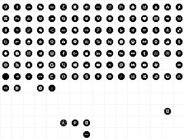 Font Social Media Color 2019 Regular  glyph index