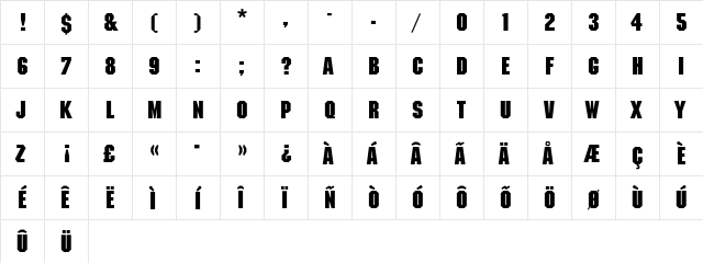MachineEF-Bold Regular  glyph index
