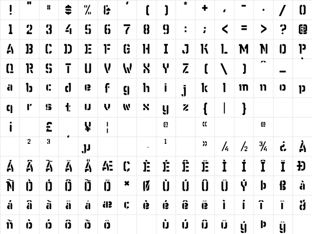 WC Wunderbach Rounded DemiBold  glyph index
