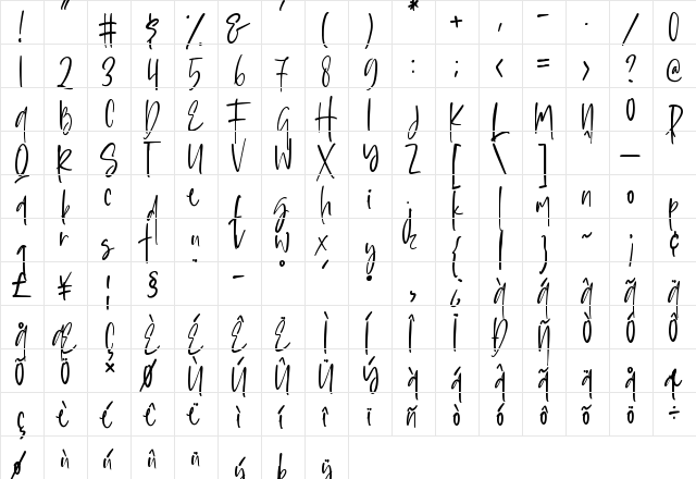 Sophisticated Signature Regular  glyph index