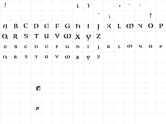 Asylum 5 Bold  glyph index