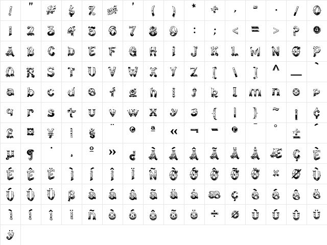 CarnavaleDelight Regular  glyph index