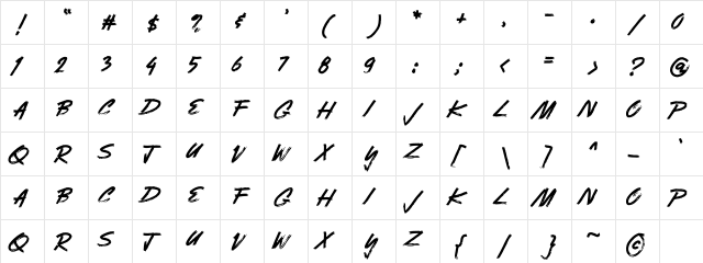 Sandora Regular  glyph index