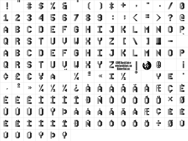 ChaserRight Regular  glyph index