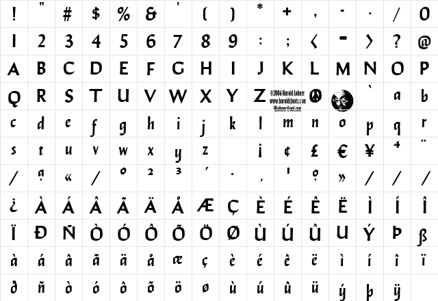 Lapis Lazuli Demi Regular  glyph index