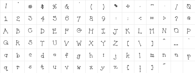 DJ Double Tick Regular  glyph index