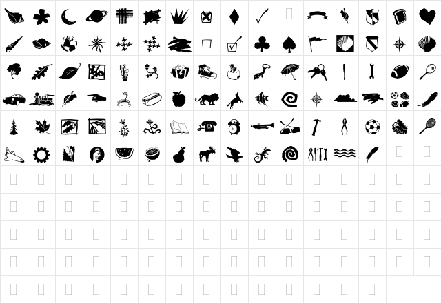 DF Incidentals Plain  glyph index