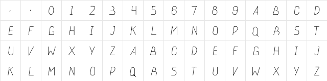 stickeround light  glyph index