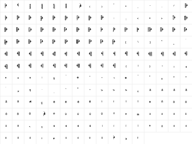 CentreClimbers Regular  glyph index