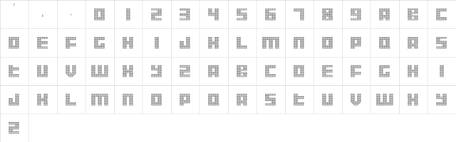Display Gothic F Regular  glyph index