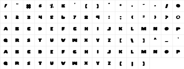 Land Whale Regular  glyph index