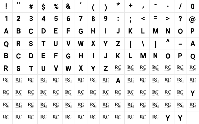 ALISEO Regular  glyph index