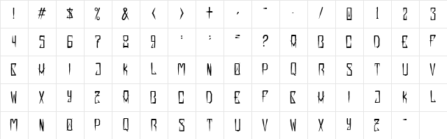 EXTRAKREBEL1987 Italic  glyph index