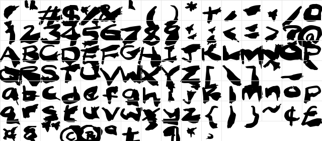 Nightmare Ink Regular  glyph index