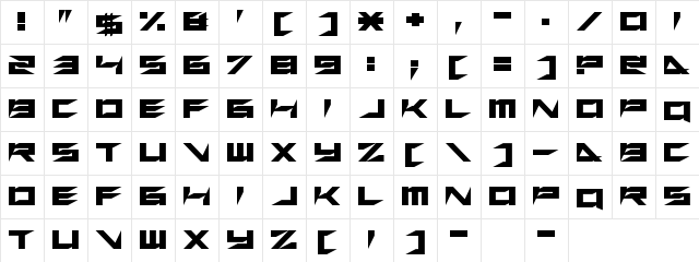 Xero's Retreat Regular  glyph index