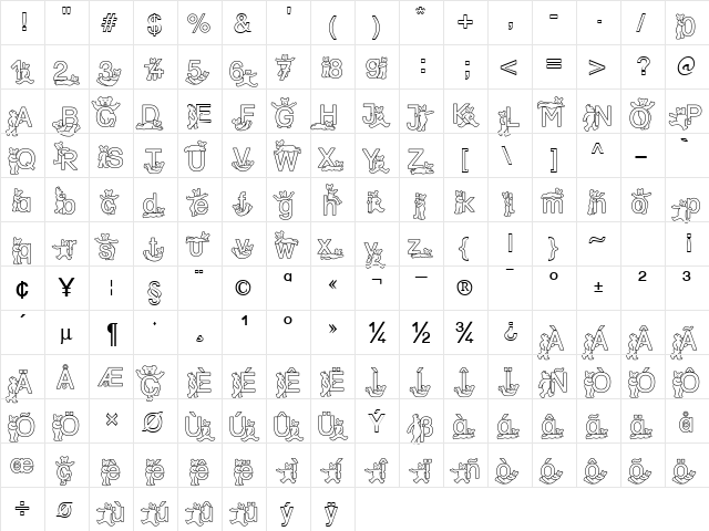 SP DR BY 2 DB Normal  glyph index