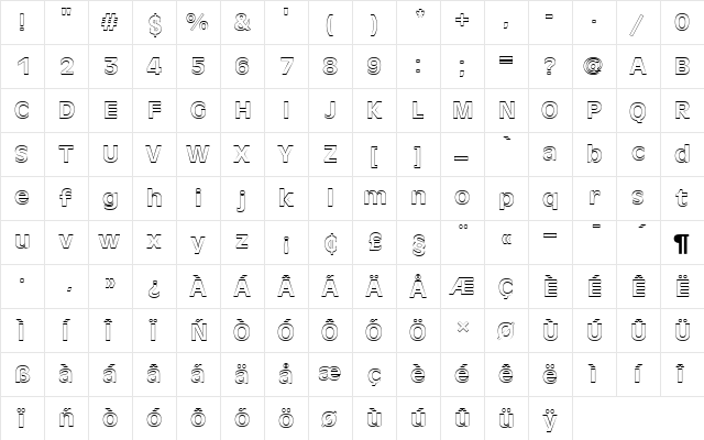 Antique Olive T Ou1 Regular  glyph index