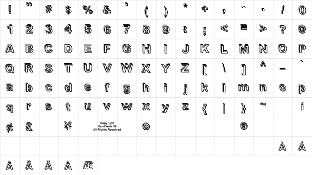 Vale Shadow Regular  glyph index