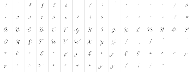 Honduras Script Demo Regular  glyph index