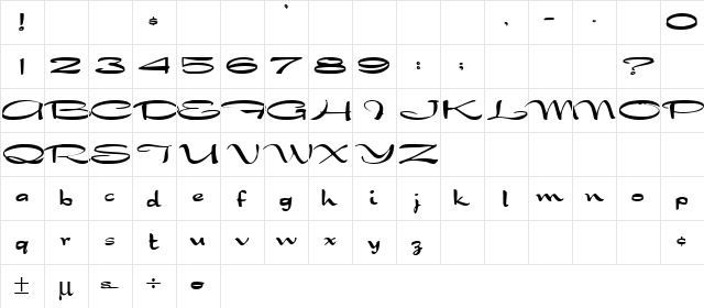 Dragon Regular  glyph index