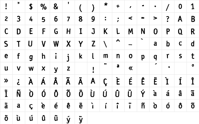 Rosango Bold  glyph index