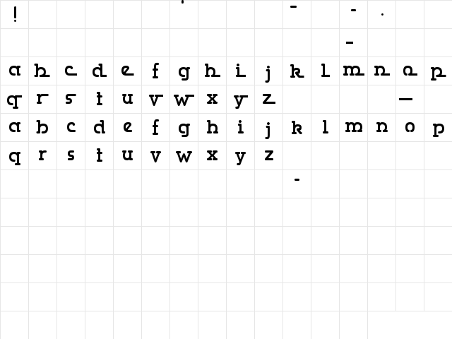 Gumbercules Regular  glyph index