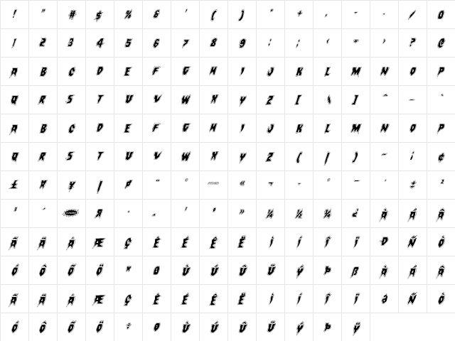 Count Suckula Academy Italic Italic  glyph index