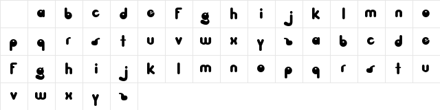 Fingerbobs Regular  glyph index