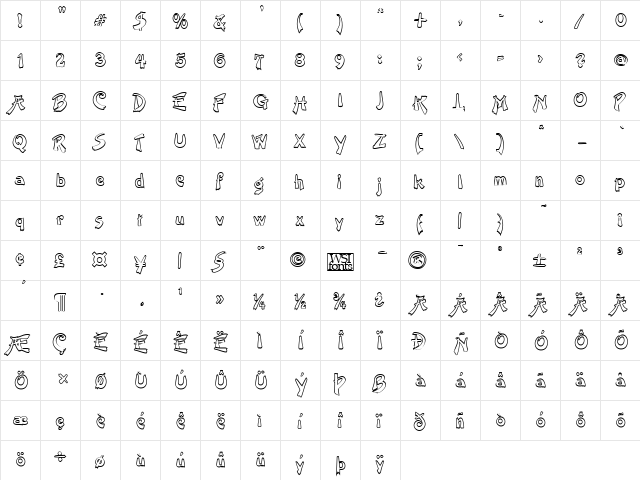 Rival Regular  glyph index