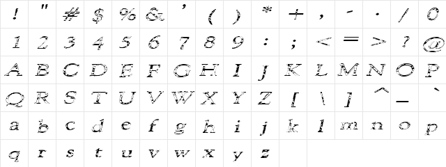 101 Puppies SW Regular  glyph index