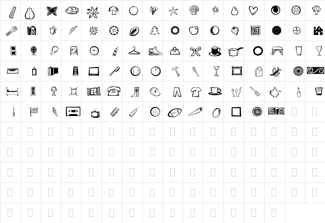Df Regular  glyph index