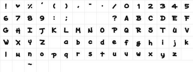 AKApprique Black Regular  glyph index