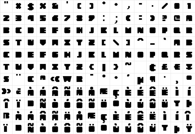 Novum Bold  glyph index