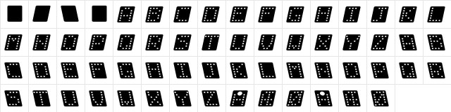 Domino square kursiv Regular  glyph index