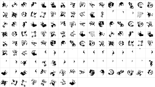 Climbats Regular  glyph index