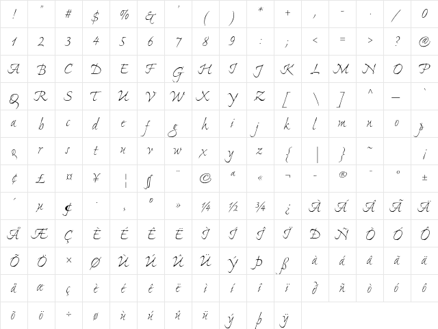 Ex Ponto Pro Light  glyph index