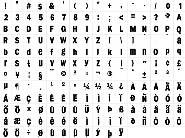 AIFranklySpoken Regular  glyph index