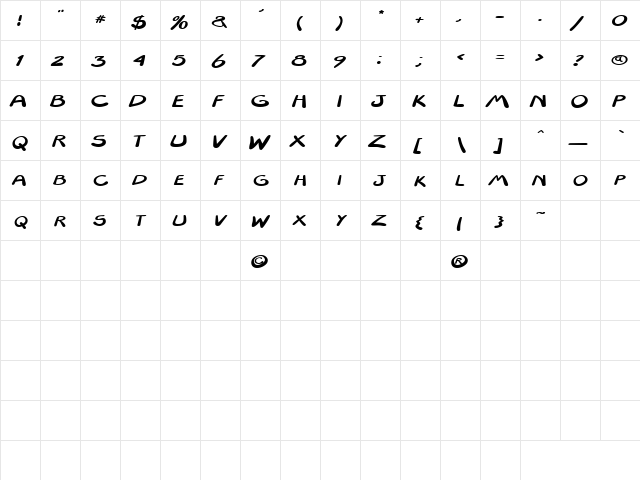 Textapoint Regular  glyph index