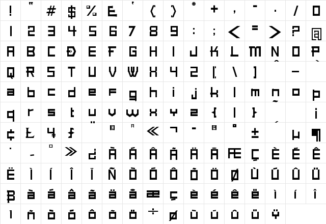 Wax Regular  glyph index