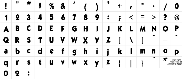 Gorlock Bold  glyph index