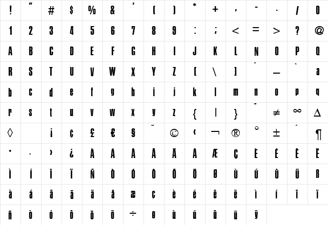 Sans-P700 Regular  glyph index