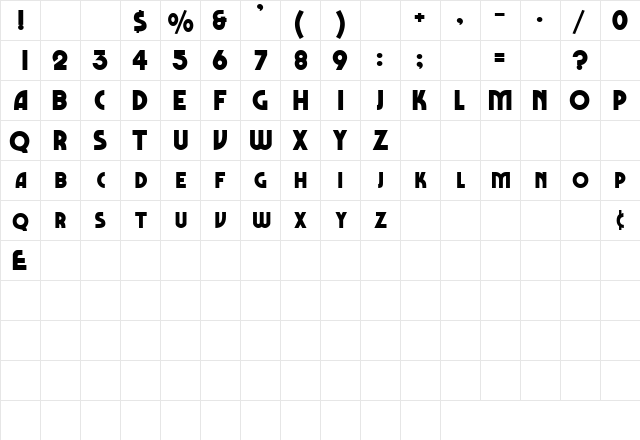 QuestaSCapsSSK Regular  glyph index