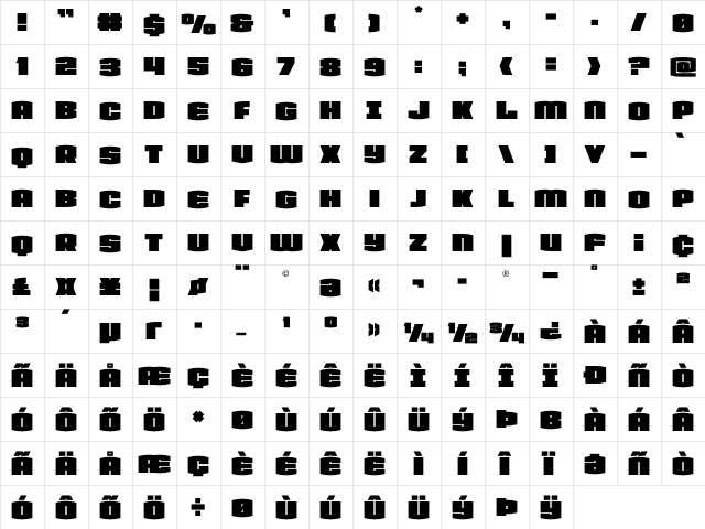 Team Galaxy Regular  glyph index