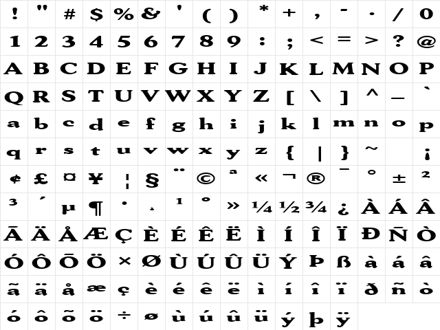 FZ ROMAN 30 EX Normal  glyph index