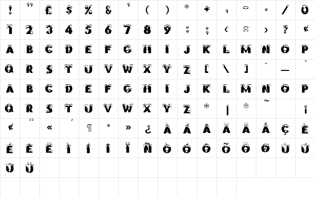 Brrrrr Regular  glyph index