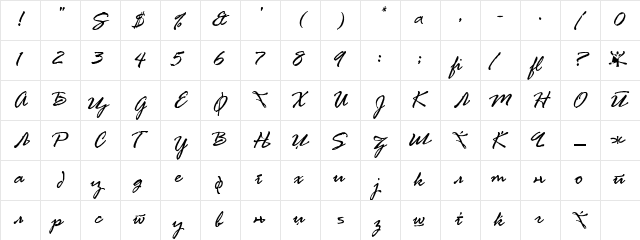 X_Sanja'sHandwriting Normal  glyph index