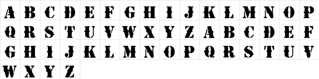 Napalm Vertigo Regular  glyph index